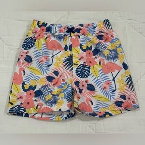 Ruggedbutts Tropical Print Swim Trunks Shorts with Flamingos Size 3T Boys